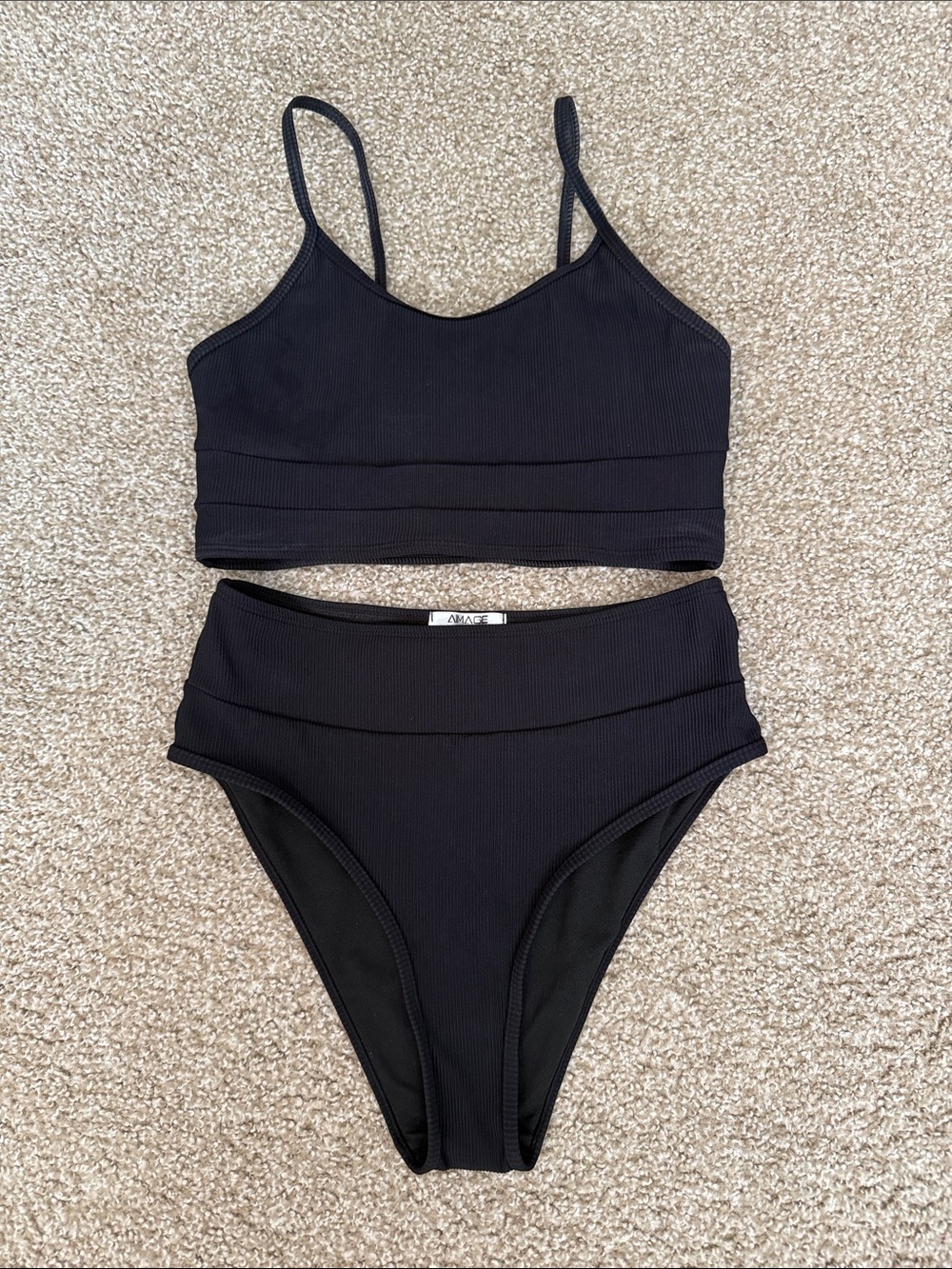 Amazon Black High-Waist Tank Bikini Set